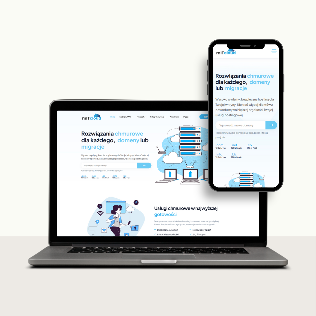 mitcloud - mockup strony internetowej